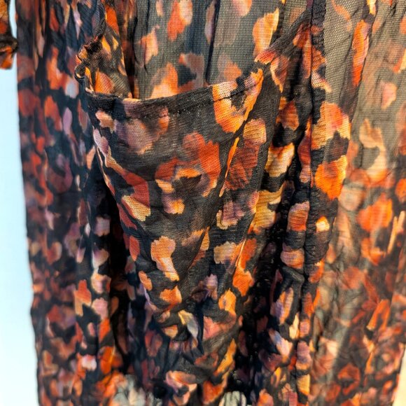 Lisa Bayne Sz M Animal Print Semi Sheer Crinkle Mesh Asymmetric Lagenlook Dress - Picture 8 of 12
